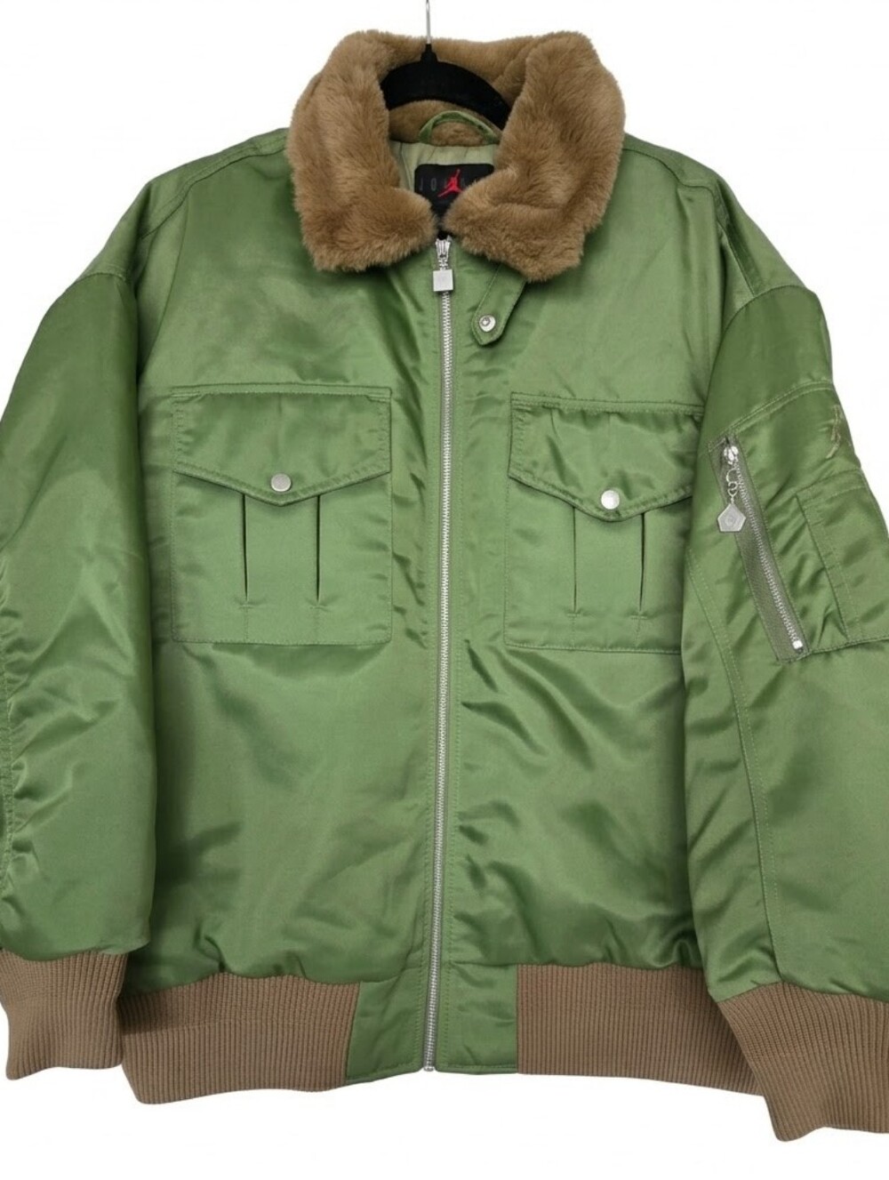 Jordan Women’s Renegade Faux Fur Collar Flight Jacket Light Olive Small